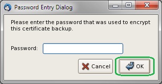 Figura: Inserimento password di salvataggio el certificato digitale