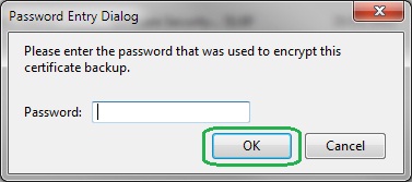 Figura: Inserimento password di salvataggio del certificato digitale