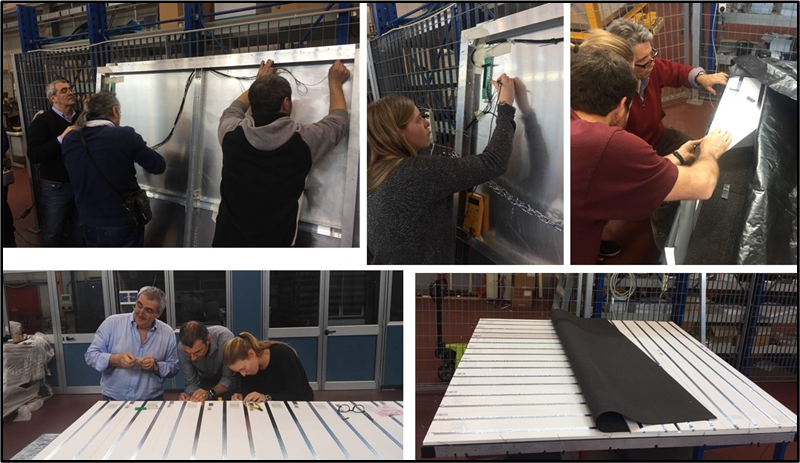 Assembling and construction of the CRT modules at the Frascati National Laboratories