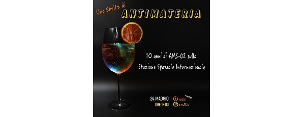 Poster evento per il festeggiamento dei 10 anni di funzionamento del rivelatore di raggi cosmici Alpha Magnetic Spectrometer (AMS-02)